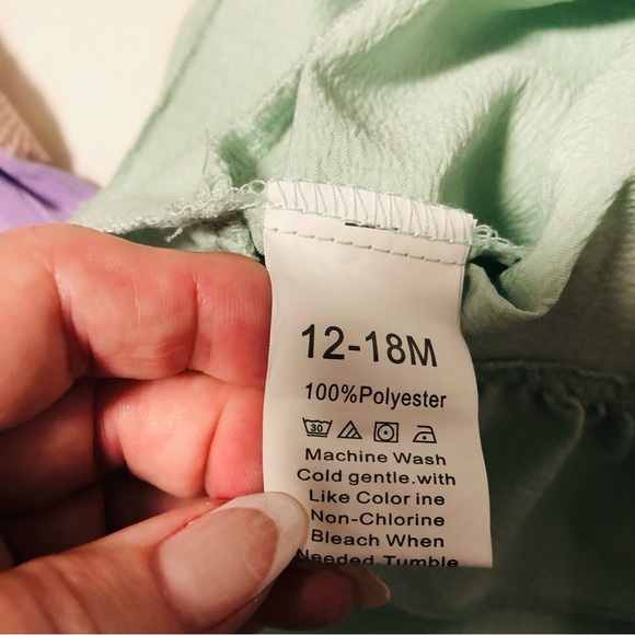 Baby Girl 12-18 m Floral Embroidered Two-Piece Sets Mint& Lavender Summer Shorts - Picture 6 of 12